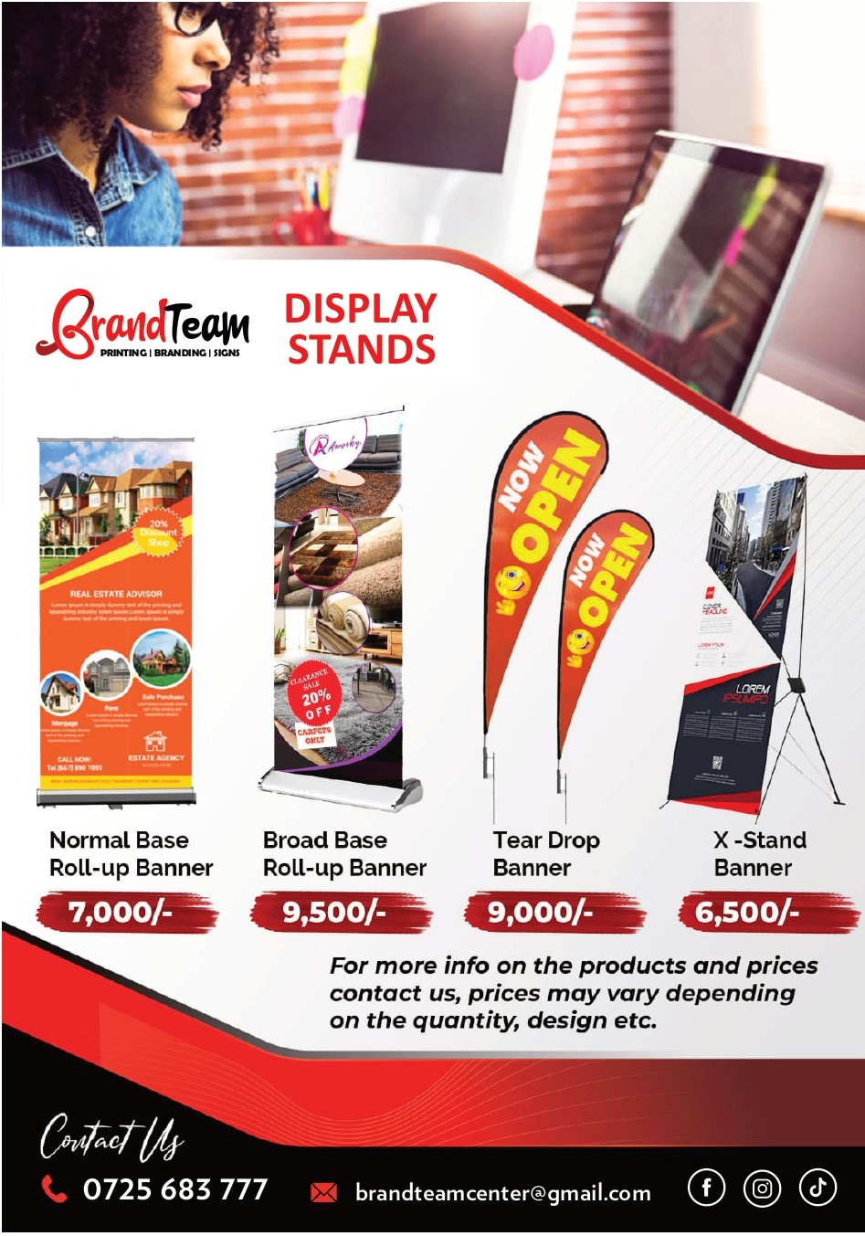 A variety of banners and display stands